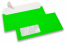 Enveloppes fluo - vert, avec fenêtre 45 x 90 mm, position de la fenêtre à 20 mm du gauche et à 15 mm du bas | Paysdesenveloppes.be