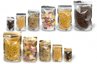 Sachets stand-up métalliques transparents - 	or métallisé et argent métallisé | Paysdesenveloppes.be