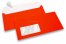 Enveloppes fluo - rouge, avec fenêtre 45 x 90 mm, position de la fenêtre à 20 mm du gauche et à 15 mm du bas | Paysdesenveloppes.be