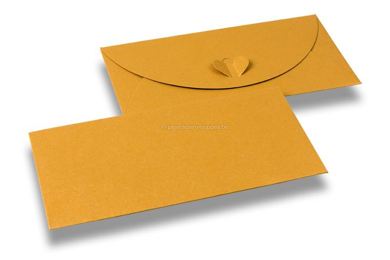 Enveloppe fermeture coeur - Jaune or