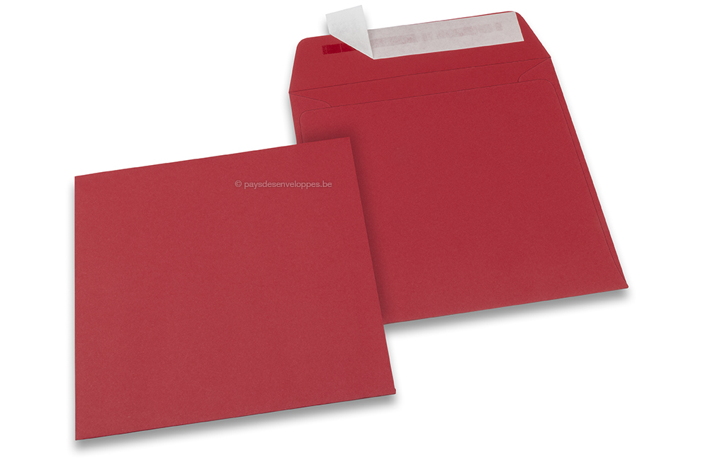 Enveloppes papier colorées - Rouge foncé, 160 x 160 mm