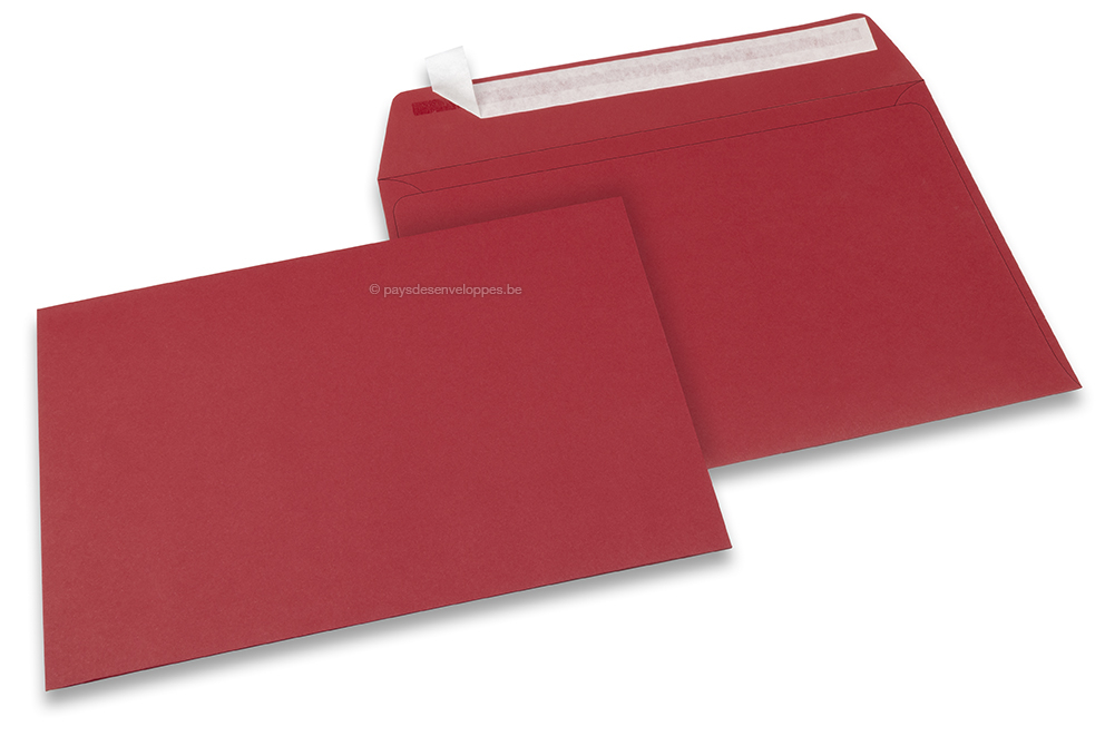 Enveloppes papier colorées - Rouge foncé, 162 x 229 mm 