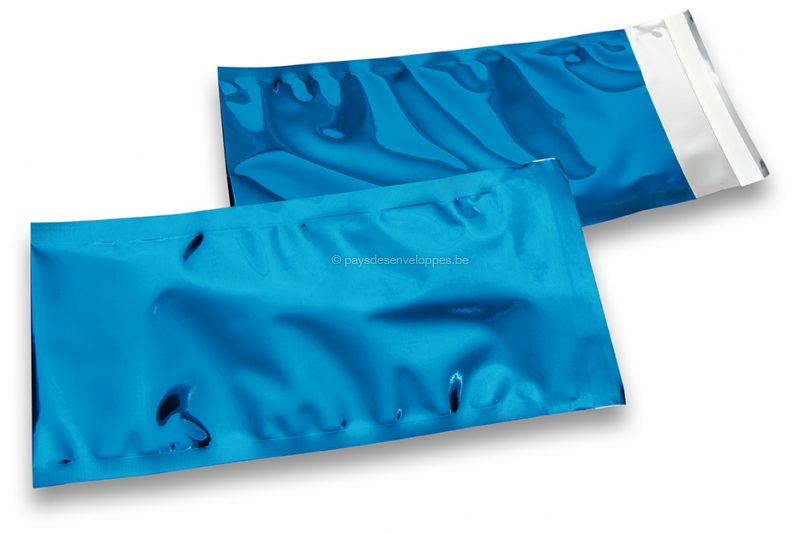 Enveloppes aluminium métallisées colorées - bleu 114 x 229 mm