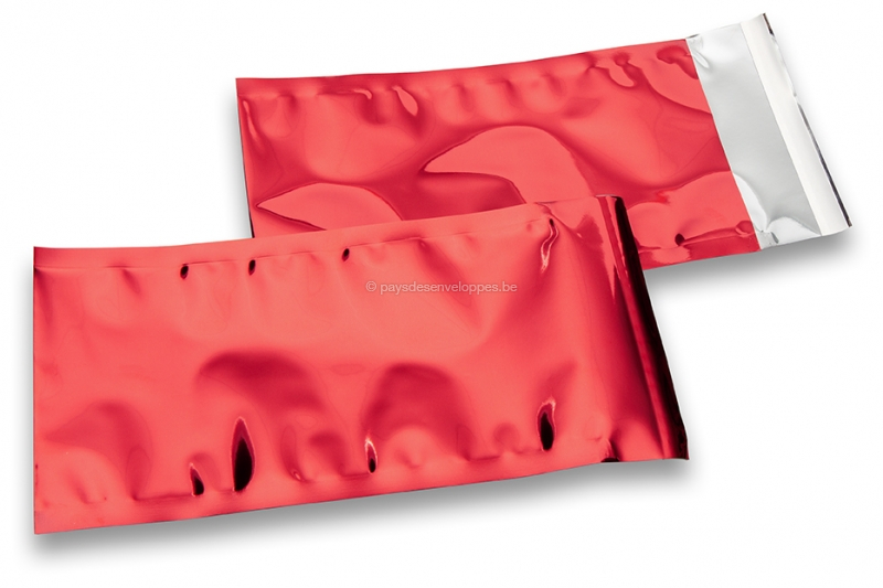 Enveloppes aluminium métallisées colorées - rouge 114 x 229 mm