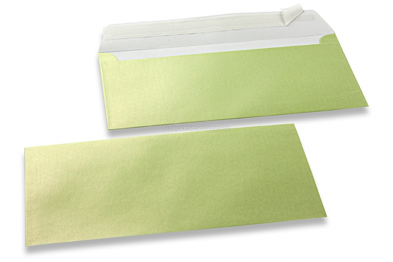 Enveloppes de couleurs nacrées - Vert lime, 110 x 220 mm