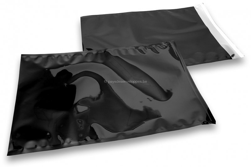 Enveloppes aluminium métallisées colorées - noir  320 x 430 mm