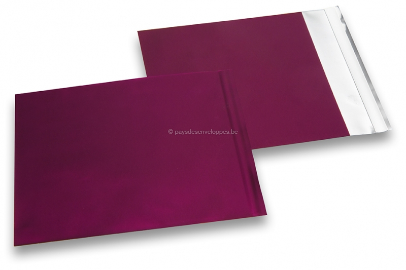 Enveloppes aluminium métallisées mat - bordeaux 165 x 165 mm