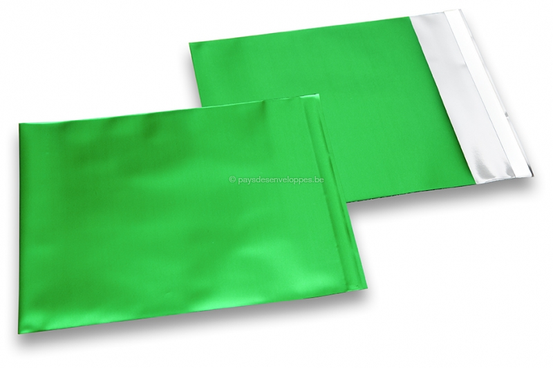 Enveloppes aluminium métallisées mat - vert 165 x 165 mm