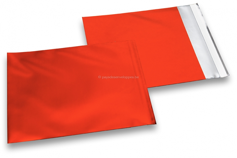 Enveloppes aluminium métallisées mat - rouge 165 x 165 mm