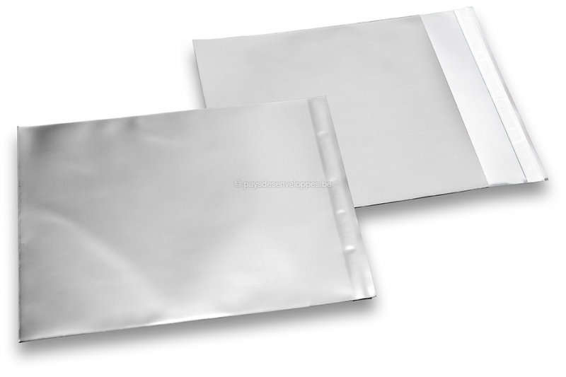 Enveloppes aluminium métallisées mat - argent 165 x 165 mm