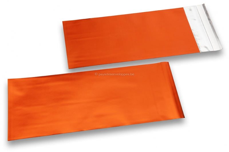Enveloppes aluminium métallisées mat - orange 110 x 220 mm
