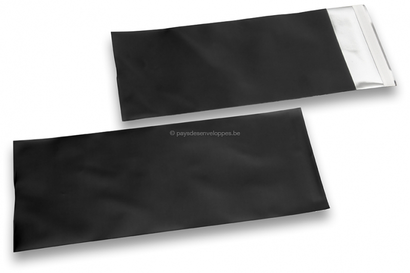 Enveloppes aluminium métallisées mat - noir 110 x 220 mm