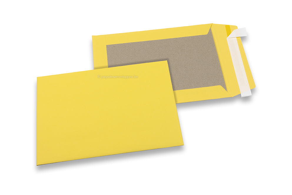 Enveloppes dos carton colorées - Jaune, 162 x 229 mm