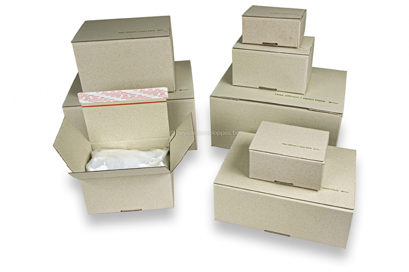 Caisse carton fond automatique Speedbox à base d'herbe