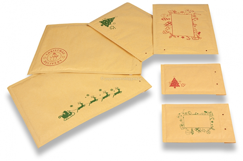 Enveloppes à bulles marron pour Noël
