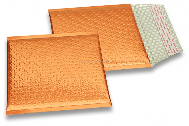 Enveloppes à bulles ECO métallique - orange 165 x 165 mm