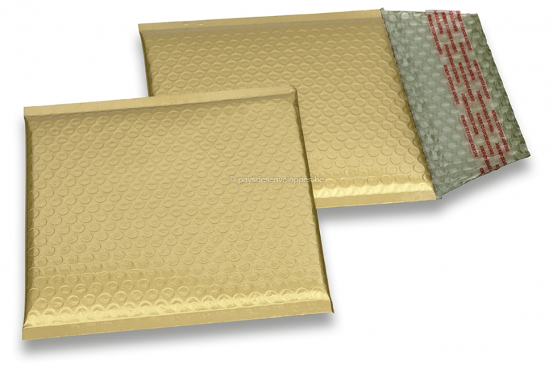 Enveloppes à bulles ECO métallisées mat colorées - or 165 x 165 mm