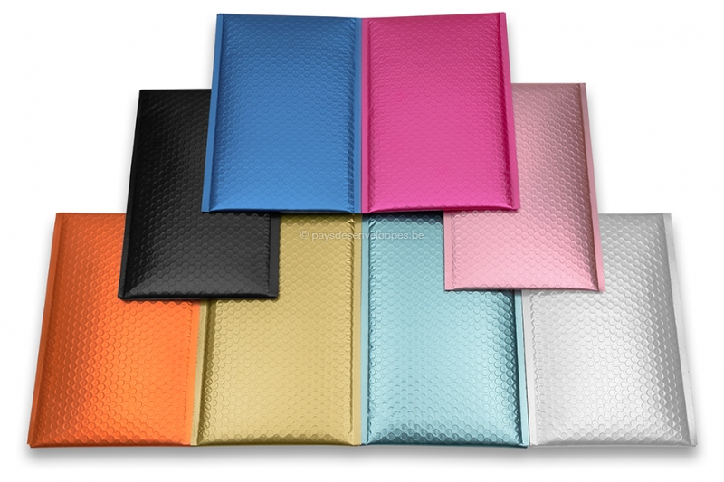 Enveloppes à bulles ECO métallisées mat colorées
