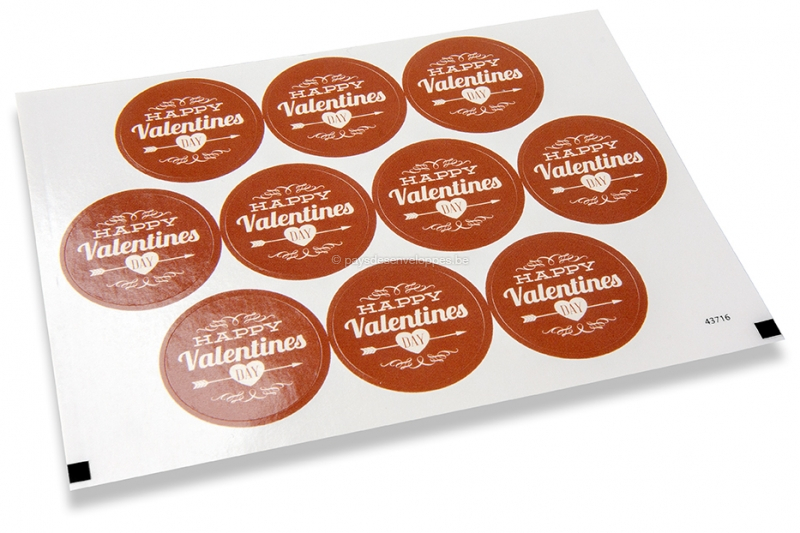 Pastilles adhésives thème amour - happy valentines day marron