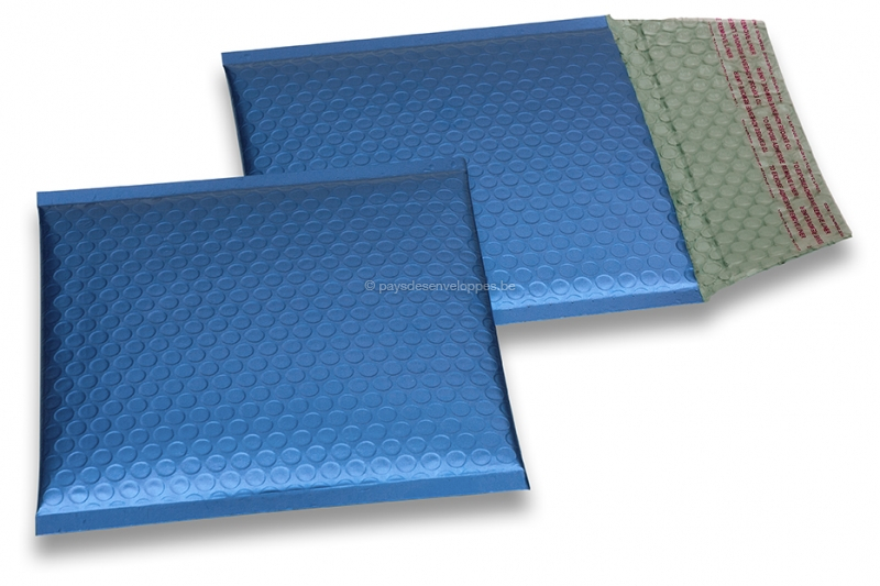 Enveloppes à bulles ECO métallisées mat colorées - bleu foncé 165 x 165 mm