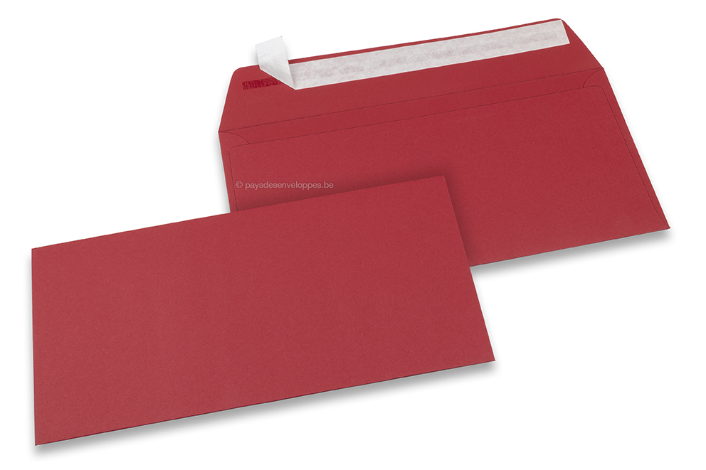 Enveloppes papier colorées - Rouge foncé, 110 x 220 mm