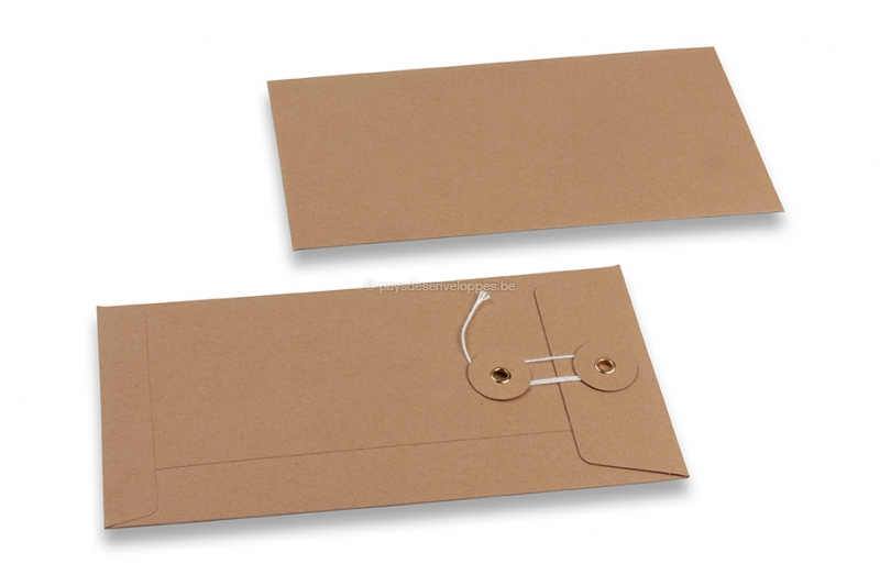 Enveloppes avec fermeture Japonaise - 110 x 220 mm, marron