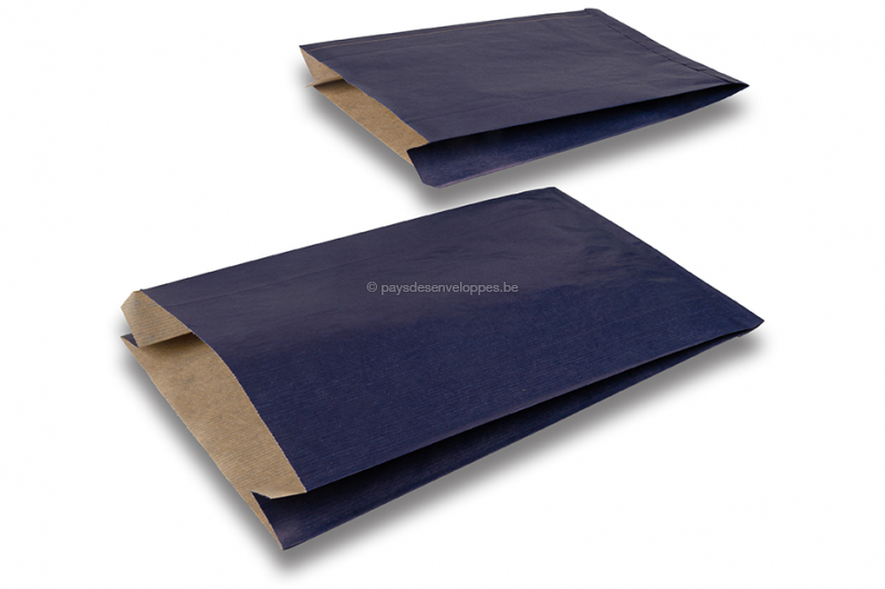 Sachets cadeaux en papier kraft couloré - bleu foncé, 200 x 320 x 70 mm