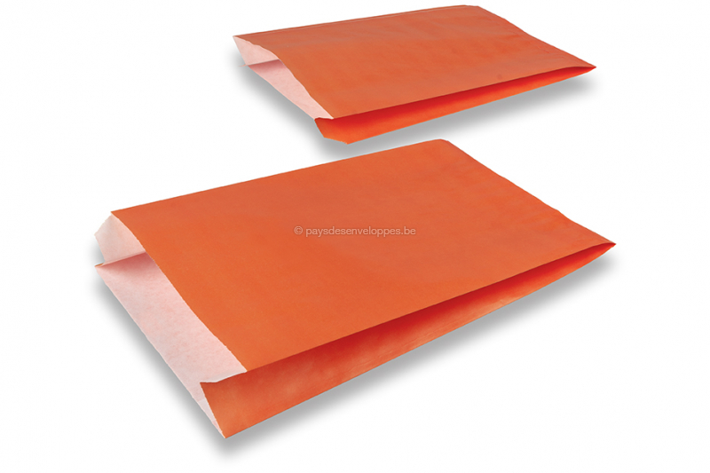 Sachets cadeaux en papier kraft couloré - orange, 200 x 320 x 70 mm