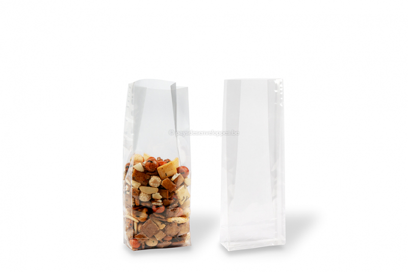 Sachets transparents avec fond plat - 75 x 210 x 50 mm, 500 ml