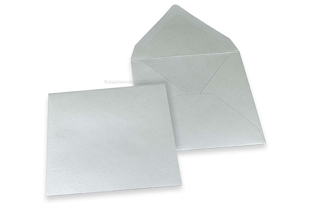 Enveloppes colorées pour cartes de voeux - argent métallisé, 155 x 155 mm