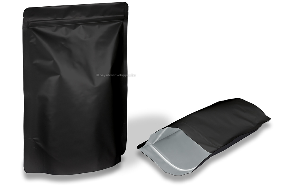 Sachets stand-up mat noir - 200 x 300 x 100 mm, 1800 ml