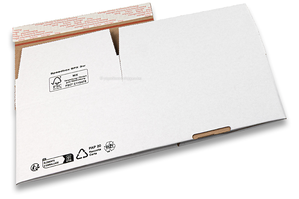 Caisse carton fond automatique - blanc, 213 x 153 x 109 mm - SPX3
