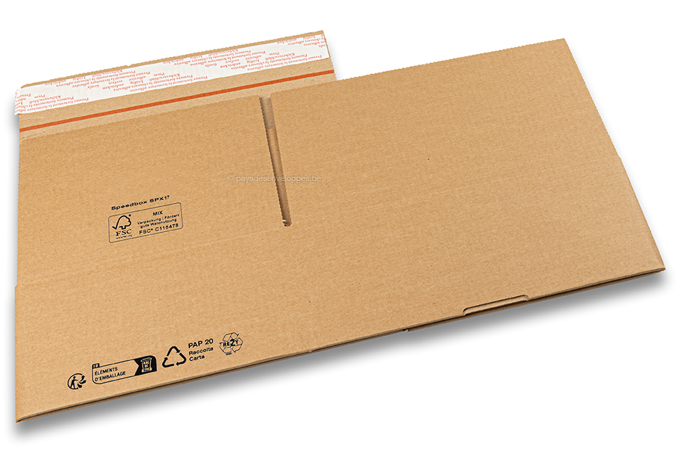 Caisse carton fond automatique - marron, 270 x 200 x 100 mm - SPX17
