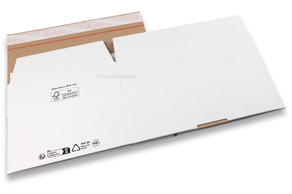 Caisse carton fond automatique - blanc, 310 x 230 x 110 mm - SPX9