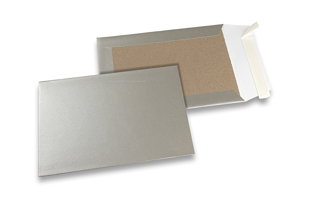 Enveloppes dos carton colorées - Argent, 162 x 229 mm