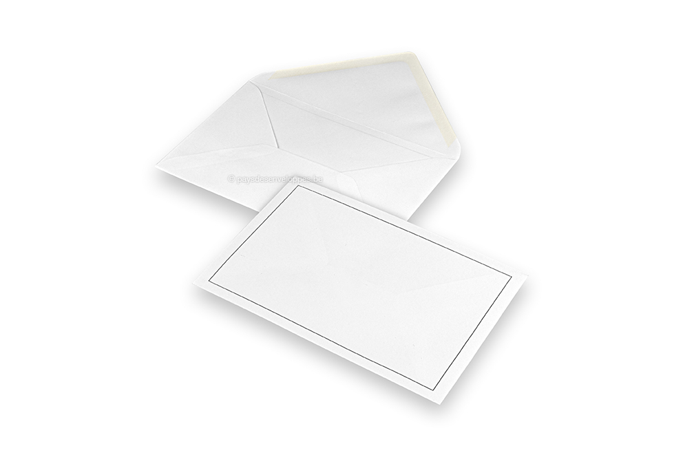 Enveloppes pour faire-part de décès - Blanc + Simple bordure, 120 x185 mm